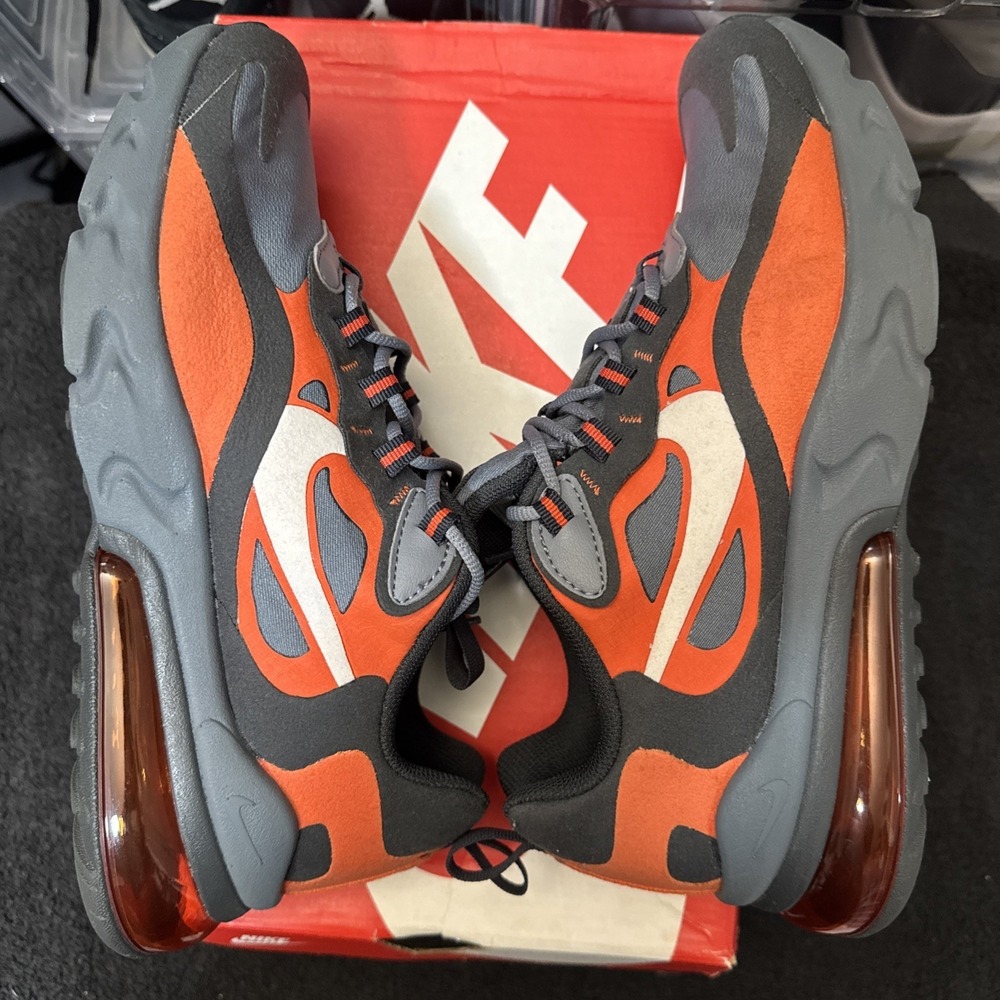 Nike Air Max 270 React GS Size 7y Gray Orange BQ0103-006 with box - Picture 7 of 10